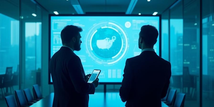 Team of consultants discussing data security and policy transparency