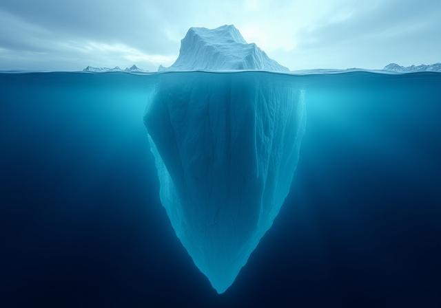 Clean professional imagery of a melting iceberg reflecting deep strategic change
