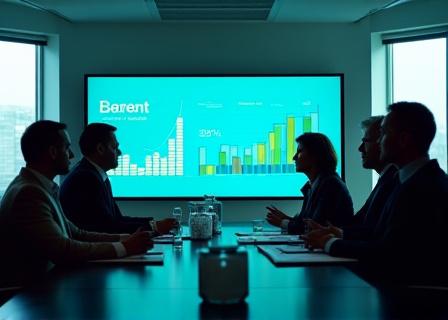 Iceberg Insights consultant presenting a green energy strategy to a board of directors